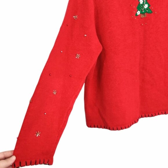 Designer Studios Original Christmas Tree Ugly Christmas Sweater Cardigan EUC L - Picture 5 of 11